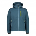 CMP Softshell jacket (windproof, water-repellent) with hood petrol blue Men